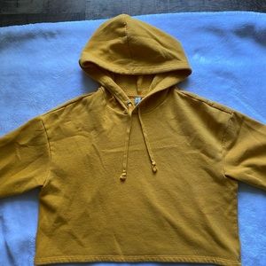 Mustard Yellow Cropped Hoodie